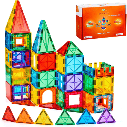 Gemmicc STEM Approved Educational 3D Magnetic Building Blocks for Kids, 63 Packs, Classic Set