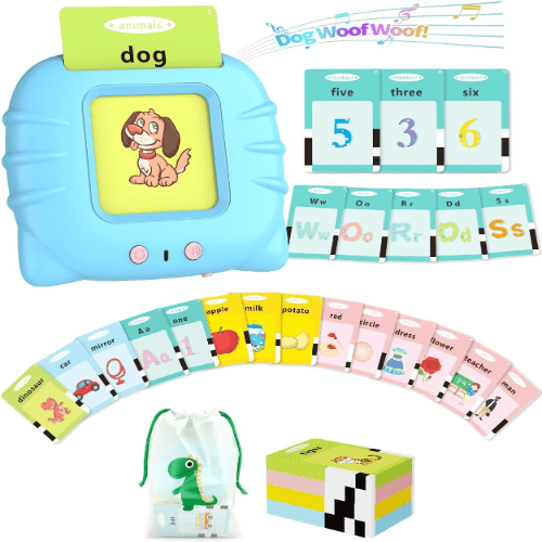 Aullsaty Talking Flash Cards, Upgraded 536 Sight Words with 6 Songs, Educational Learning Speech Therapy, Montessori Autism Sensory Toys, Blue