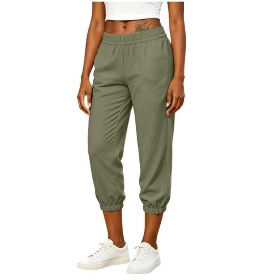 Annhoo Linen Capris for Women with Pockets