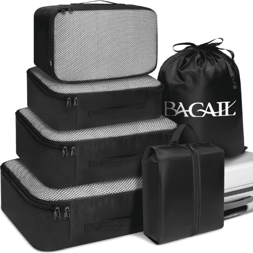 BAGAIL Packing Cubes Luggage, Black, 6 Set