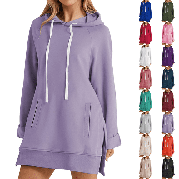 Hoodie Dress Womens With Pockets Warmy Sweatshirt
