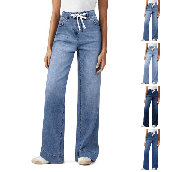 Wide Leg Jeans Woman High Waisted Trendy