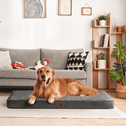 EHEYCIGA Large Orthopedic Dog Bed with Removable Washable Cover, Egg Crate Foam, Durable Oxford Fabric, Non-Slip Bottom, Soft Waterproof Plush Mat, Grey, 35-in
